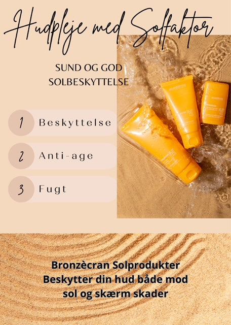 A4 skilt med Bronzècran solprodukterne